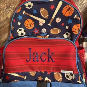 Stephen Joseph Sports Themed Kids Backpack - Red and Blue